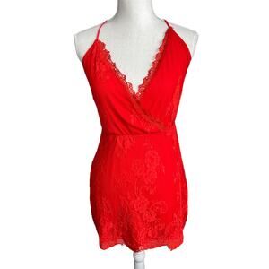 Lovers & Friends red lace mini dress sexy size small cocktail romantic feminine